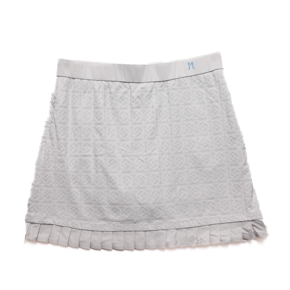 J McLaughlin Skort Women Large White Jacquard Wave Bubble Pattern Pleated Hem